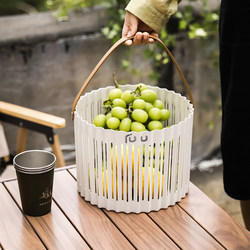 Picnic Basket for Spring Outings, Outdoor Camping Essential, Fruit and Snack Storage Basket, Hollow Design for Excursions and Picnics, Plastic Portable Basket