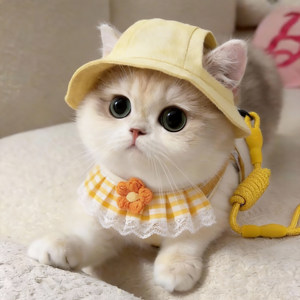 
Cat leash chest and back puppet British short cute sun protection fisherman hat pet photo props dog travel supplies