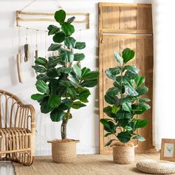 Simulated Green Plant, Ficus Lyrata, Artificial Flower, Fake Tree, High-End Living Room Landscape Potted Plant, Decorative Floor-Standing Ornament
