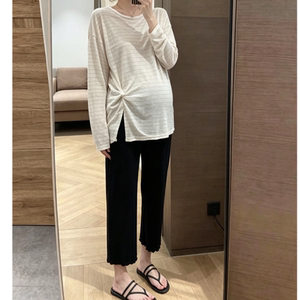 
Small maternity pants for summer, soft and skin-friendly modal wide-leg pants for outer wear, leggings with earrings and nine-point pants
