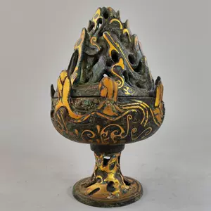 最高の品質の 【瓏】古青銅鏨刻彫 錯金錯銀神獣擺件 戦國時期 古置物 