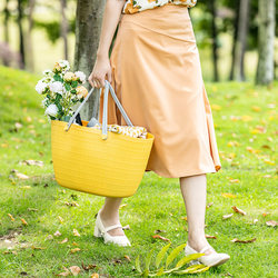 Picnic Basket, Trendy Outdoor Spring Outing Tote Basket, Large Eco-Friendly Shopping Basket, Thickened Household Miscellaneous Basket