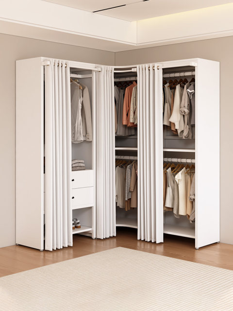 Full surround metal wardrobe Household bedroom cloakroom rack assembly ...