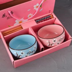 A Set of Couple Bowls, a Pair of Two-Person Bowls and Chopsticks Set for Home Use, Personalized Double-Person Combination Gift Set