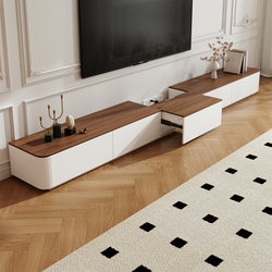 2026 New Model Solid Wood Pull-Out Tv Cabinet Combination, Antique Style Small Apartment Living Room Home Floor-Standing Tv Cabinet