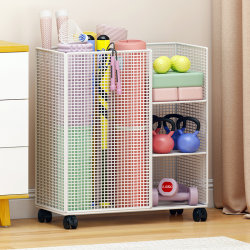 Yoga Mat Storage Basket, Sports Equipment, Fitness Equipment Storage Rack, Small Trolley, Storage Rack, Badminton Rack with Wheels