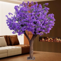 Simulated Blue Jacaranda Tree, Large Artificial Tree, Blue-Purple Floor-Standing Floral Arrangement, Indoor and Outdoor Wedding Window Display Background Decoration Tree