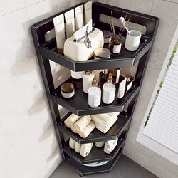 Black Bathroom Corner Shelf, Floor-Standing Toilet Triangle Shelf, Multi-Layer Basin Rack, High-End Shower Gel Rack