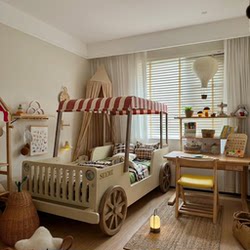 Helimei Children's Bed Boy's Car Bed Solid Wood Teen Cartoon Solid Wood Bed Bedroom Single Bed Tent Bed