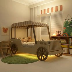 Xilimei Children's Guardrail Bed Car Bed Solid Wood Small Apartment Boys and Girls Children's Bed Tent Bed New Model