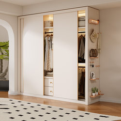Handle-Free Enf-Grade Solid Wood Sliding Door Wardrobe, One-Door-To-Ceiling Design for Small Apartments, Bedroom Use, Children's Clothing Cabinet