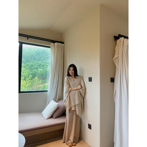 
Yellow bright Elovey Khmer wool knitted fishtail skirt versatile two-color long skirt