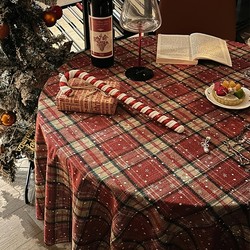 Christmas tablecloth atmosphere red plaid table decorations photo props 2025 scene layout
