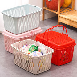 Multi-Purpose Shopping Basket for Supermarket, Grocery Shopping, and Convenience Store; Plastic, Available in Various Sizes, Upgraded and Thickened, with Wheels and Pull Rod