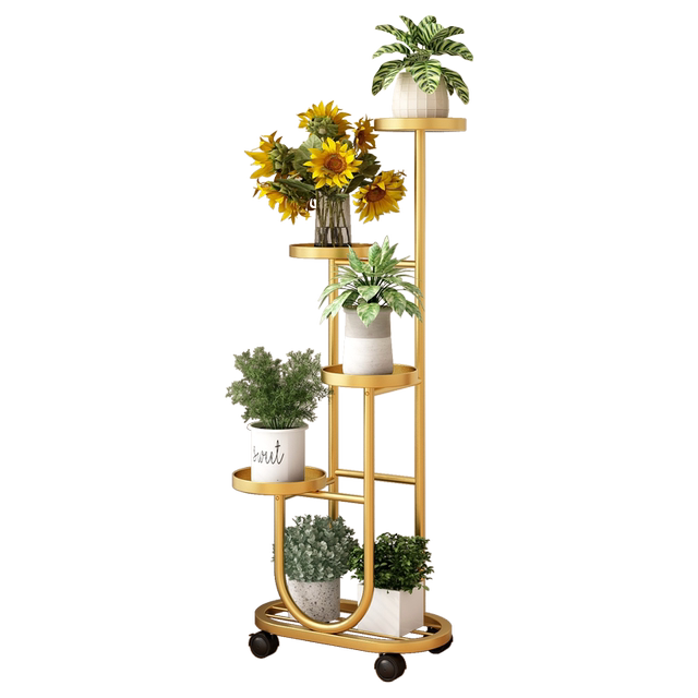 Movable Flower Rack Living room flower rack floor-standing movable flower rack succulent ...