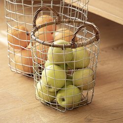 Retro Iron Mesh Storage Basket, Rattan Woven Fruit and Bread Storage Basket, Handmade Portable Storage Basket