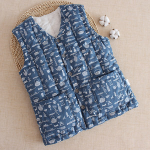 Men's pure cotton handmade thickened warm vests in winter home wearing a hurdle shoulder middle -aged and elderly father pretended to be cotton vest