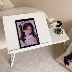 Foldable Bed Table, Study Desk, Computer Desk, Simple Adjustable Height Student Dormitory Desk, Winter Children's Reading Desk, Writing Desk, Small Table for Home Bedroom Bay Window