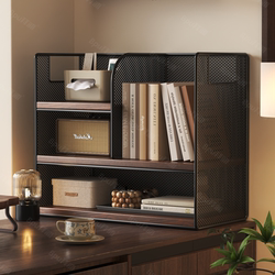 Bai Pu Desktop Storage Rack Multifunctional Stand Simple Bookshelf Home Desk Organizer Small Storage Office File Rack Vertical Desktop Multi-Layer Storage Rack Simple Workstation Stand