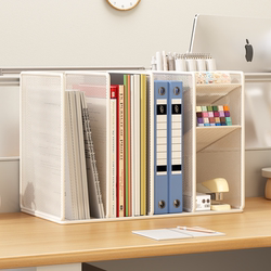 Desk Organizer File Rack Folder Storage Box Storage Shelf Desktop Book Stand Iron Art Children's Book Rack File Classification Organizer Multifunctional Desktop Student Book Storage Rack