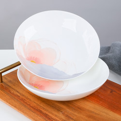 4 Bone China Household Plates, Deep Plates, Rice Plates, Ceramic Dishes, Bone Dishes, Cold Dish Plates, Creative Underglaze Color Tableware