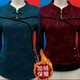 Retro mother outfit autumn and winter plus velvet new Chinese style cheongsam collar top slim and large-size temperament Tang suit base shirt