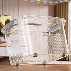 Storage Box for Home Use, Large Capacity, Extra-Large for Clothes, Toys, and Miscellaneous Items, Thickened Plastic Organizer Box with Lid