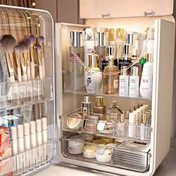 Light Luxury Style Cosmetics Storage Box, Dust-Proof Dressing Table, Skin Care Product Desktop Drawer Storage Rack, Large Capacity Makeup Box