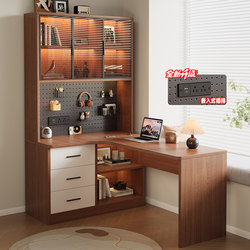 Solid Wood Corner Desk Bookshelf Integrated Table Home Children's Study Table with Bookcase Combination New Corner Computer Desk