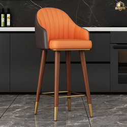 New Chinese-Style Bar Stool for Home Use, High-Legged Stool with Backrest for Front Desk Cashier, Bar Chair, 65/75cm Iron Art Chair