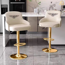 Bar Stool with a Light Luxury Bentley Design, Adjustable Height, Swivel Feature, Suitable for Home Bar Island, High-End Feel, Front Desk, Commercial Use