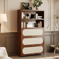 Multi-Layer Corner Bookshelf, Floor-Standing Storage Cabinet, Living Room Bookcase, Storage Cabinet, Vintage Bay Window Storage Display Cabinet, Sideboard