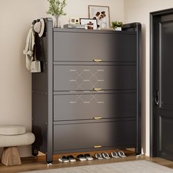Household Steel Shoe Cabinet for Entryway, Dust-Proof Shoe Rack, Large Capacity Entryway Storage Cabinet, Wall-Mounted Integrated Shoe Cabinet