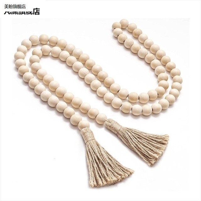 Handmade jewelry accessories, wood color, wood beads, hemp rope, tassel string, home decoration pendant, handicraft ornaments, versatile

