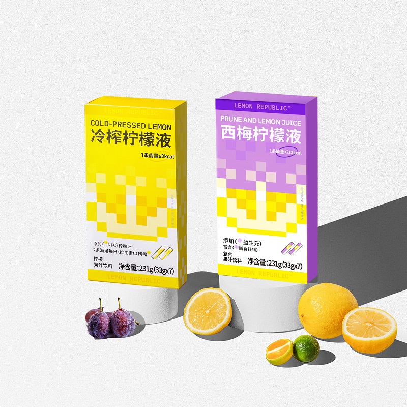 Lemon Republic 柠檬共和国 冷榨NFC低糖柠檬汁/西梅汁33g*7条*3盒（赠吸管杯+3条）