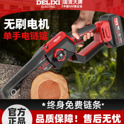 Delixi Electric Chainsaw for Home Use, Small Handheld Rechargeable Lithium Battery, Large Capacity Electric Hand Saw for Logging and Cutting Trees