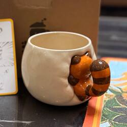 Cute Little Raccoon Ceramic Mug, High Aesthetic Handmade Straight-Shaped Milk Coffee Cup, Porcelain Water Cup