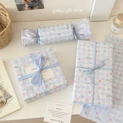 Milky Blue Star Plaid Pearlescent Paper with a Winter Vibe Gift Wrapping Paper ins Fengchu Card Wrapping Paper