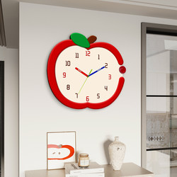 New Cute Apple Wall Clock Living Room Swing Clock Creative Silent Clock Wall-Mounted Perpetual Calendar Home Quartz Clock