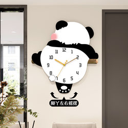 New Panda Clock, No-Drill Installation, Creative Wall Clock for Living Room, Silent Dining Room Wall Clock, Background Wall Home Clock