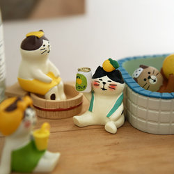 Cute Days Japanese-Style Yuzu Cute Bathhouse Cat Retro Small Ornaments Cute Healing Desktop Ornaments Decoration
