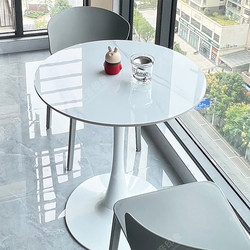 Slate Table and Chair Set, Small Round Table, Coffee Table, Casual and Simple, Suitable for Reception and Negotiation, Balcony Table, Coffee and Milk Tea Shop