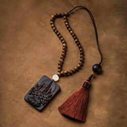 2026 Special Offer: Agarwood Zodiac Sign Car Hanging Ornament, Rearview Mirror Pendant, Car Interior Decoration for Safety and Well-Being