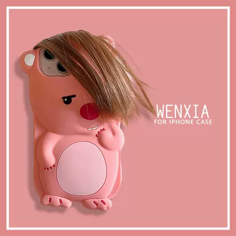 New Girls Phone Cases Covers Funny Beaver With Bangs 3D Silicone TPU iPhone 15, iPhone 14, iPhone 13, iPhone 12, iPhone 11