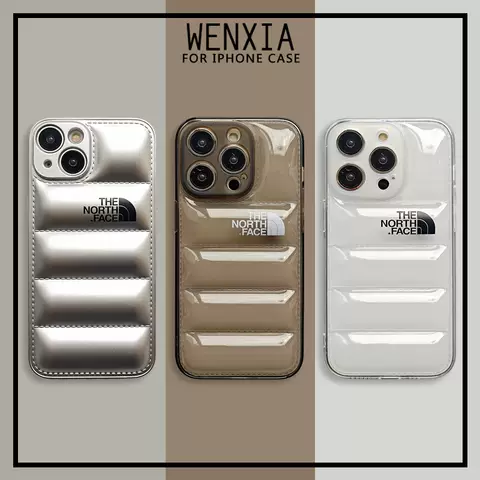 The North Face Puffer Jacket Style New Phone Cases Covers Trendy Fashionable Silicone TPU iPhone 15, iPhone 14, iPhone 13, iPhone 12,