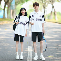 Summer Class Uniforms for Junior High School Students, College-Style Sports Suits for High School Students, Loose Short-Sleeved Polo School Uniforms for Middle School Students, Trendy