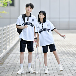 Summer Sports Uniform Set for Elementary and Middle School Students, College Style Loose Short-Sleeve T-Shirt School Uniform Trendy