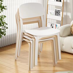 Plastic Chairs for Home Use, Thickened Dining Chairs, Stackable Leisure Chairs, Desk Chairs, Simple Commercial Stools with Backrests
