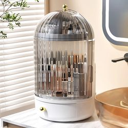 Cosmetics Storage Box Desktop Dust-Proof Transparent Rotating Large-Capacity New Lipstick and Skin Care Product Makeup Table Storage Rack