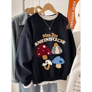 设计感无帽即墨卫衣女200斤胖mm宽松大码秋冬季加绒刺绣外套上衣